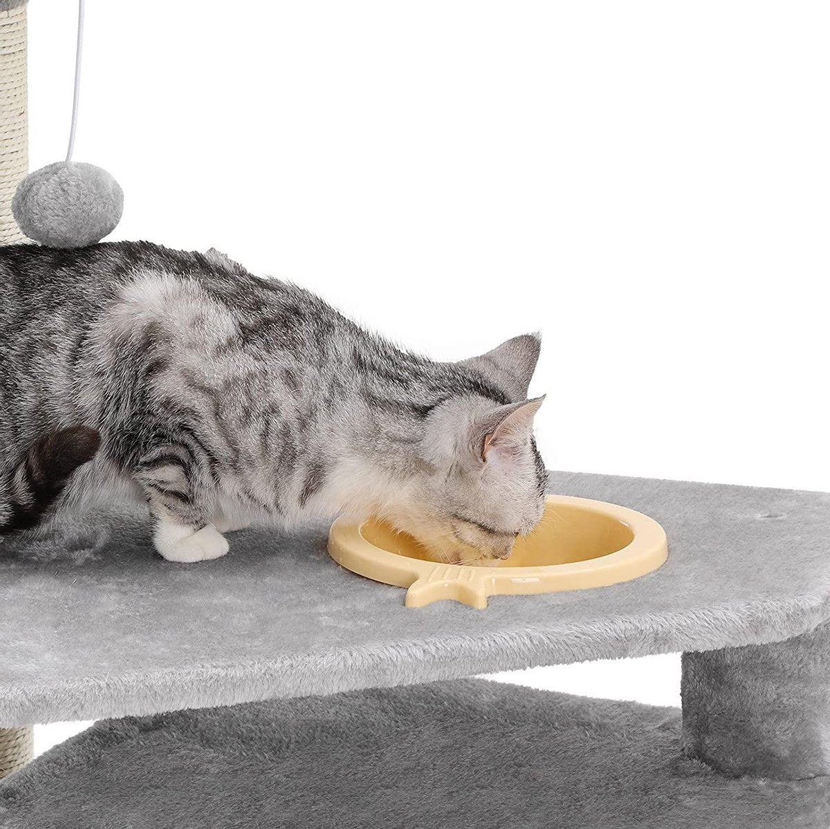 Merkloos XXL Luxe Katten Krappaal Met Hangmat Hangende Mand &amp; Katten Huisje - Activity Center - Grote Krappaal Klimpaal Met Speelset - Krabmeubel 164 CM Hoog - Sisal/Pluche - Grijs
