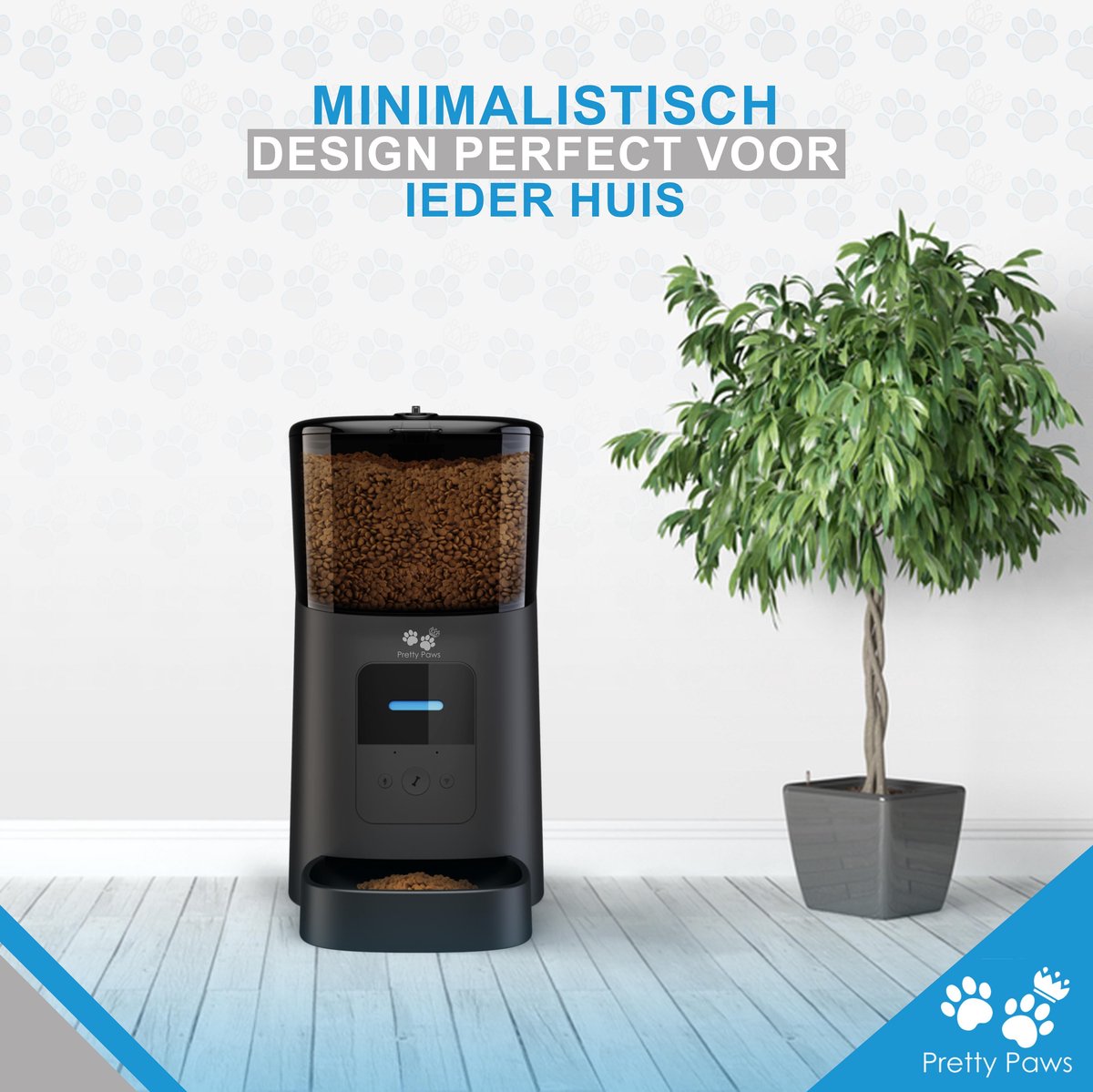  Pretty Paws PP005 Wifi Voerautomaat Zwart - Automatische Voerbak - Slimme Voerautomaat Met App - Instelbaar Voedingsschema - WIFI