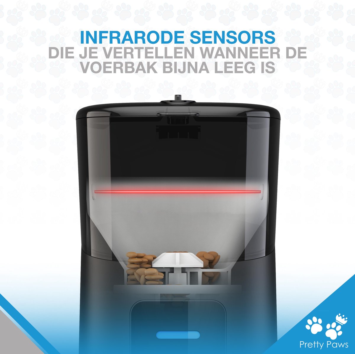  Pretty Paws PP005 Wifi Voerautomaat Zwart - Automatische Voerbak - Slimme Voerautomaat Met App - Instelbaar Voedingsschema - WIFI
