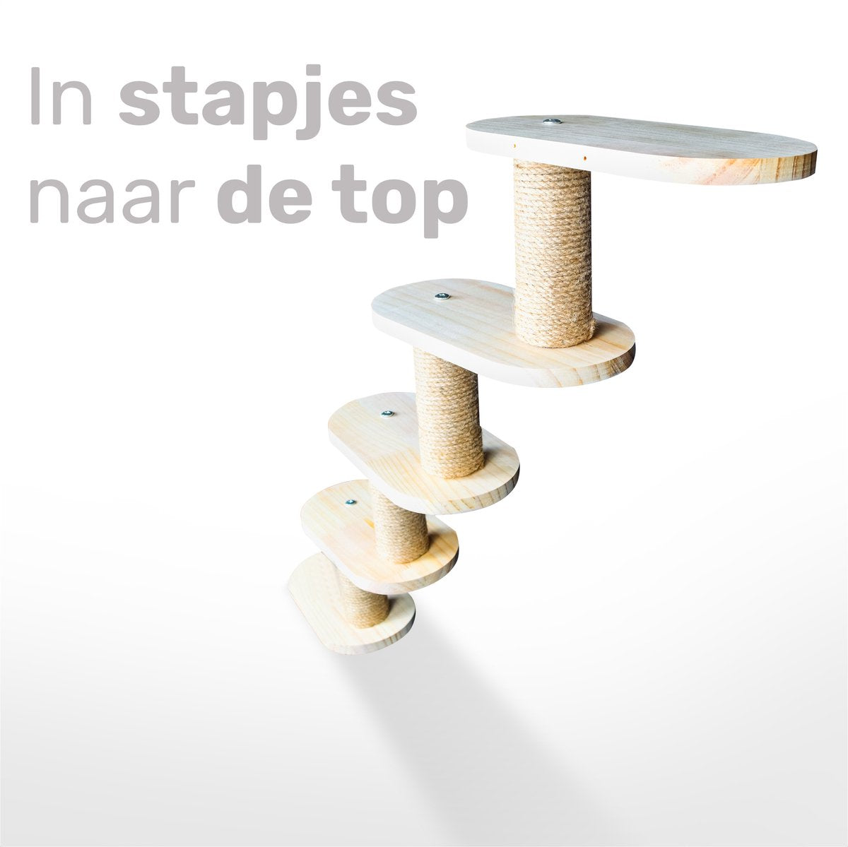  Katten Klimmuur - 4 Delig - Krabpaal - 5 Plateaus - Katten Klim Wand - Muur - Klimmuur Kat - Voor Grote Katten - Klimwand - Complete Set