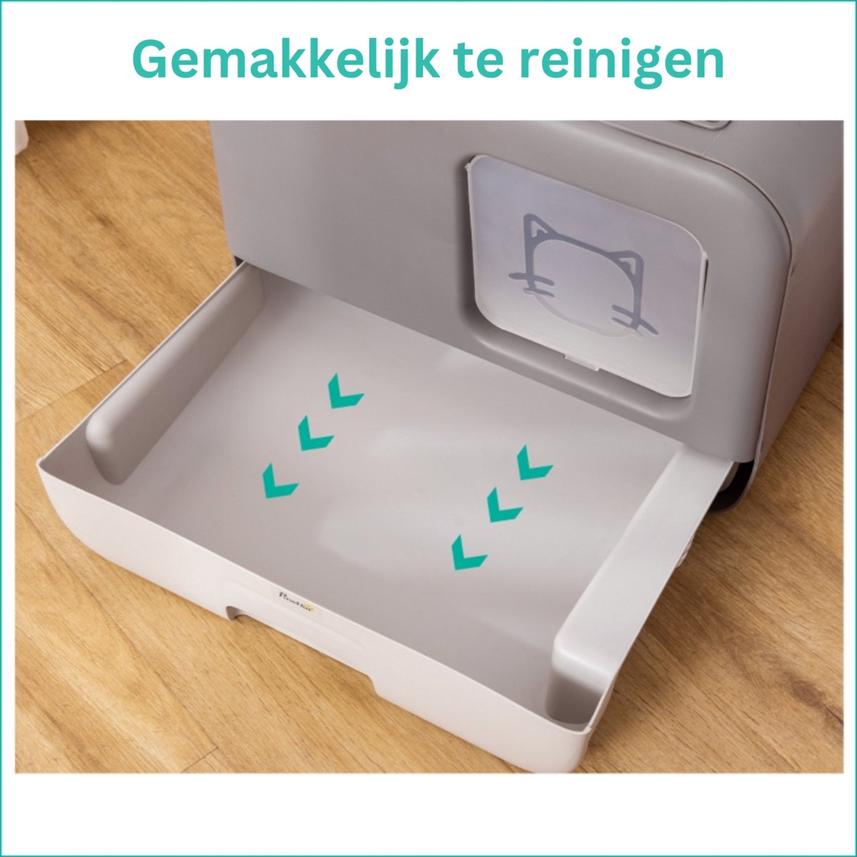  Kattenbak - 2 Uitgangen - Kattentoilet - Uitschuifbare Bodem - Met Schepje - Grijs 53 X 40 X 40 Cm