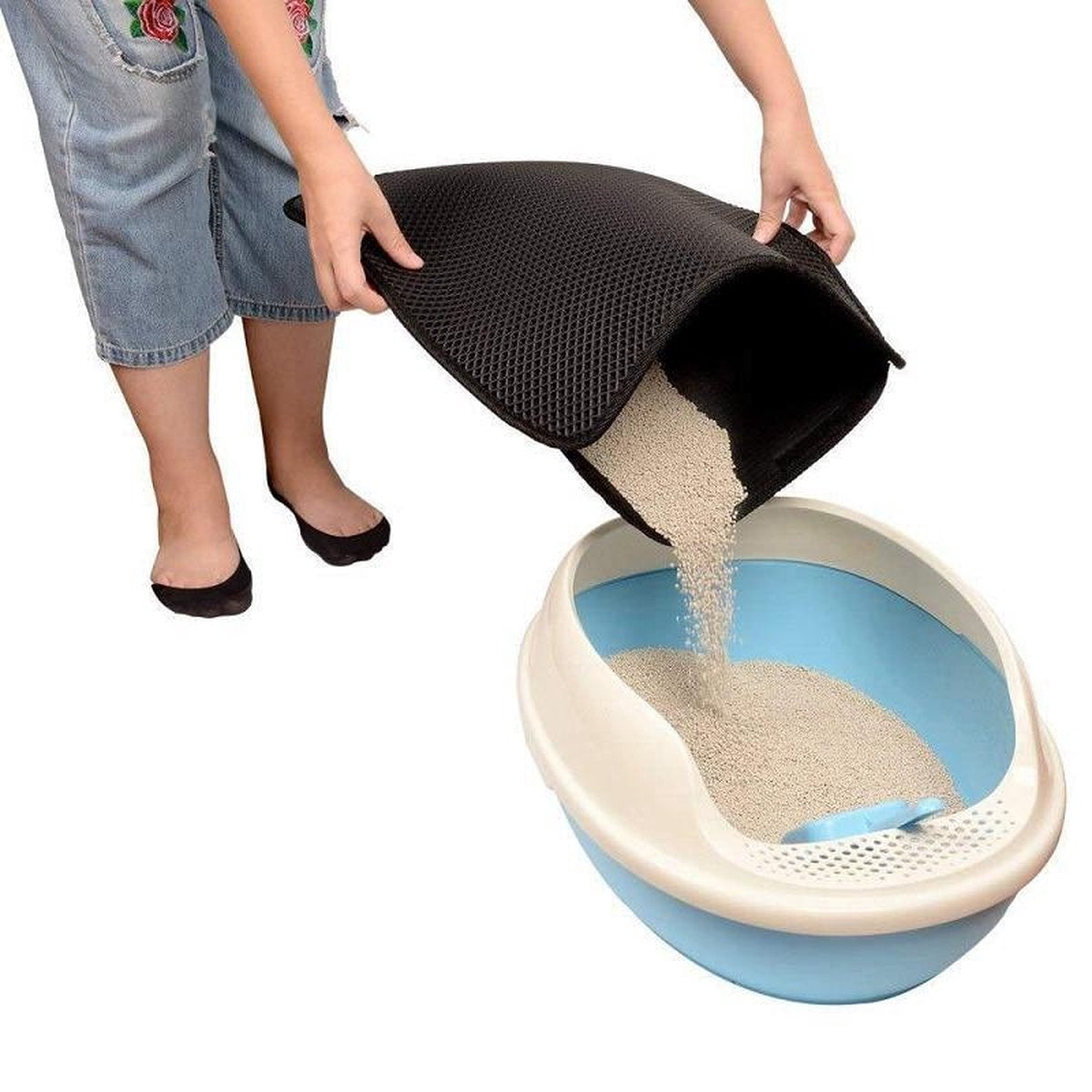 Merkloos Kattenbakmat - Grit Opvanger - 45 X 60 - Waterdicht - Kattenmat Met Filter - Kattenbak Accessoires - Kat Benodigheden - Cat Litter Mat - Dubbele Laag