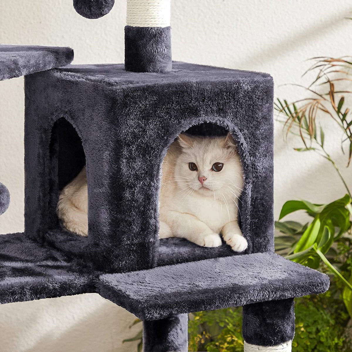  Krabpaal Met Hangmat Voor Meerdere Katten, Kattenboom, Rookgrijs