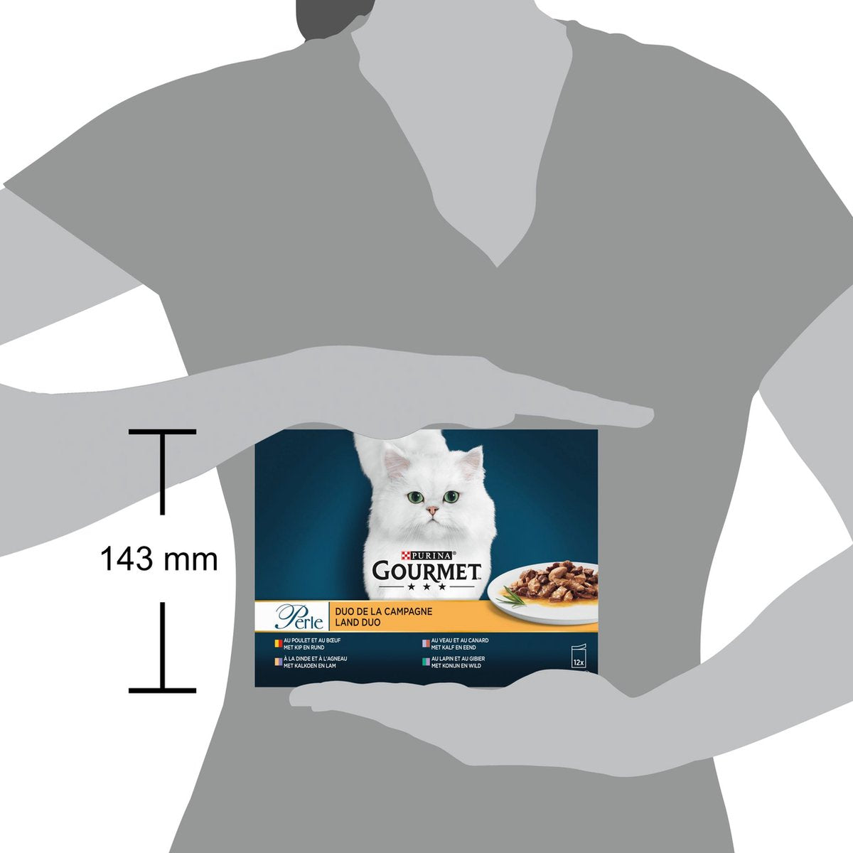  Gourmet Perle Duo – Kattenvoer Natvoer – Met Kip En Rund, Kalkoen En Lam, Kalf En Eend, Konijn En Wild – 48 X 85 Gr