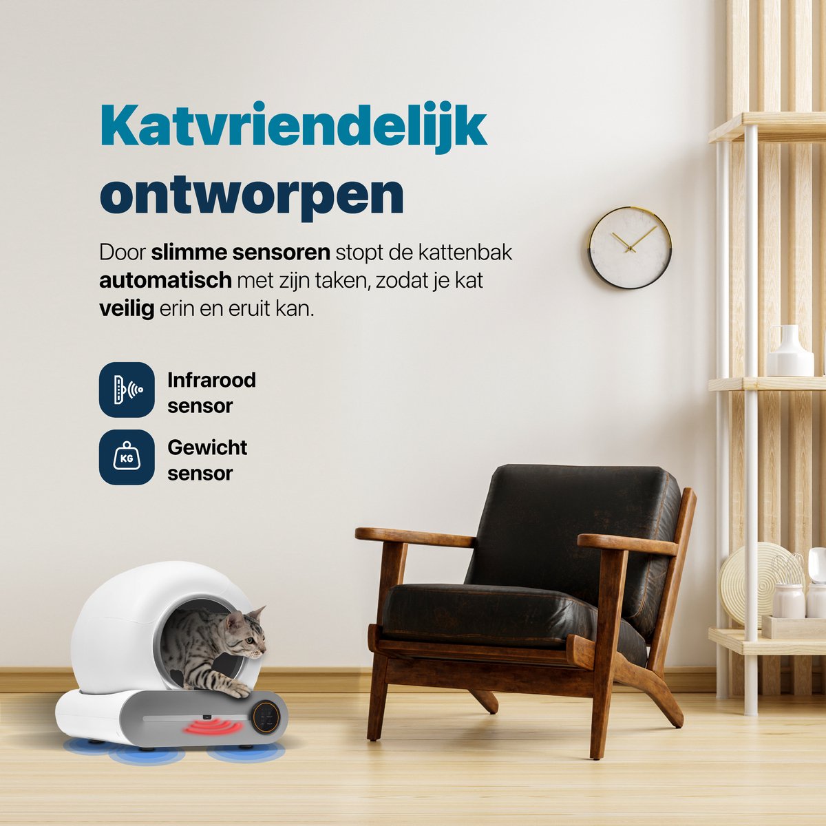  BOME Automatische Kattenbak - Zelfreinigende Kattenbak - Met App En Touchscreen - 65L