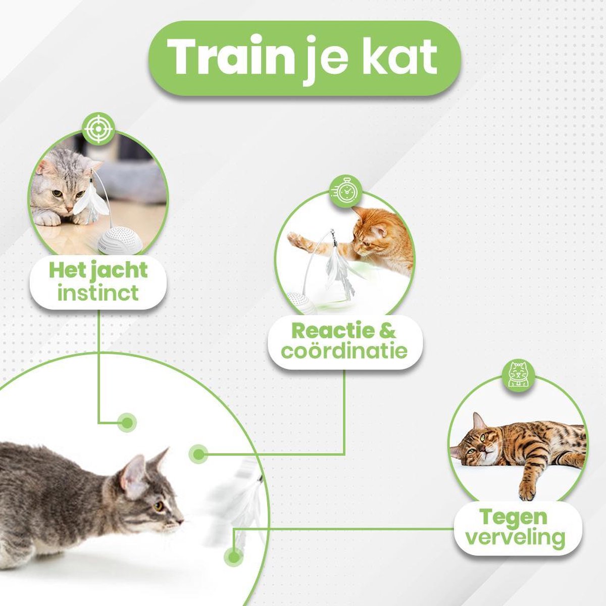  Petgeek Running Smart - Kattenspeeltjes Intelligentie - Kattenspeelgoed - Automatische Bewegingen - Kattenspeeltjes
