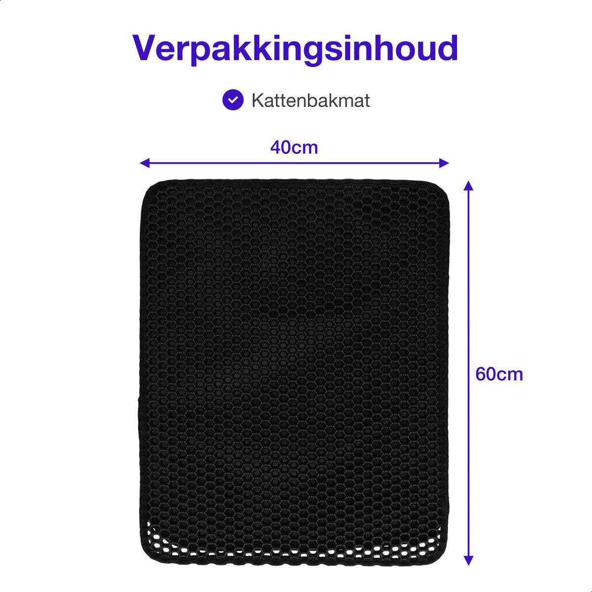  SIMU Lifestyle - Kattenbakmat - Grit Opvanger - Dubbele Laag - Waterdicht - Zwart - 50x40 Cm