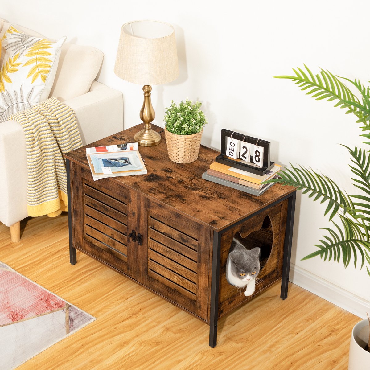  Be-Inspired® Kattenbak Huis – Kattenbakhuis – Kattenbak Ombouw – Kattenbakkast – Kattenmeubel – Kast Voor Kattenbak – Kattenbakhuisje – Kattenbak Cover Kattenbak Box – Houtlook