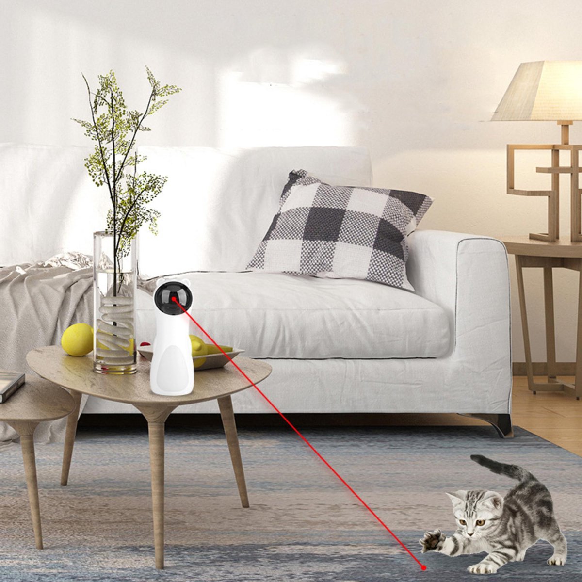 Merkloos Automatisch Kattenspeeltje Laser Intelligent Interactief Voor Katten – Laser Kat – 3 Verschillende Standen – Incl. Oplaadkabel – Geruisloze Motor
