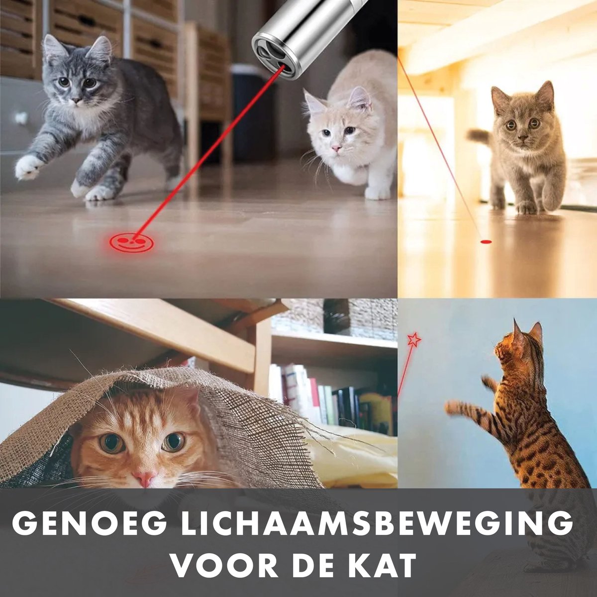 Merkloos Laserpen - Laserlamp - Laserpointer - Laser - Zaklamp - UV-Licht - Multifunctioneel - 7 Verschillende Standen - Dierenspeelgoed - USB-oplaadbaar