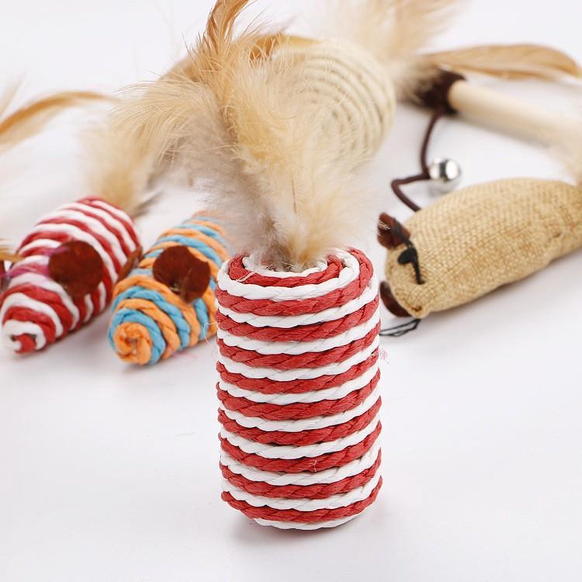  GIZMO Luxe Kattenspeeltjes Set - 7 Speeltjes - Interactieve Kattenhengel, Kattenspeelgoed &amp; Speelmuisjes - Kitten Speeltjes
