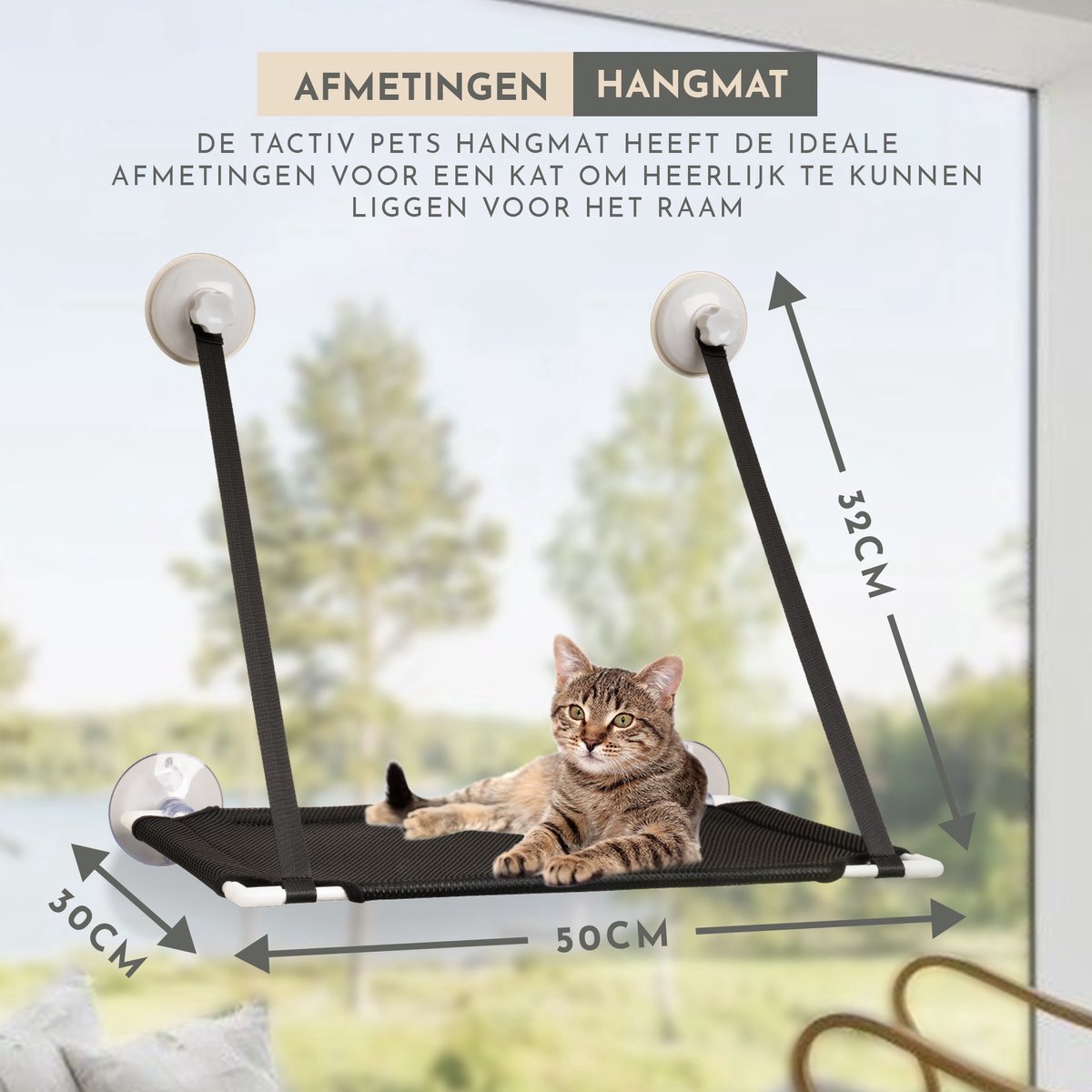  TACTIV PETS® Kattenhangmat | Hangmat Kat | Kattenhangmat Raam | Kattenmand