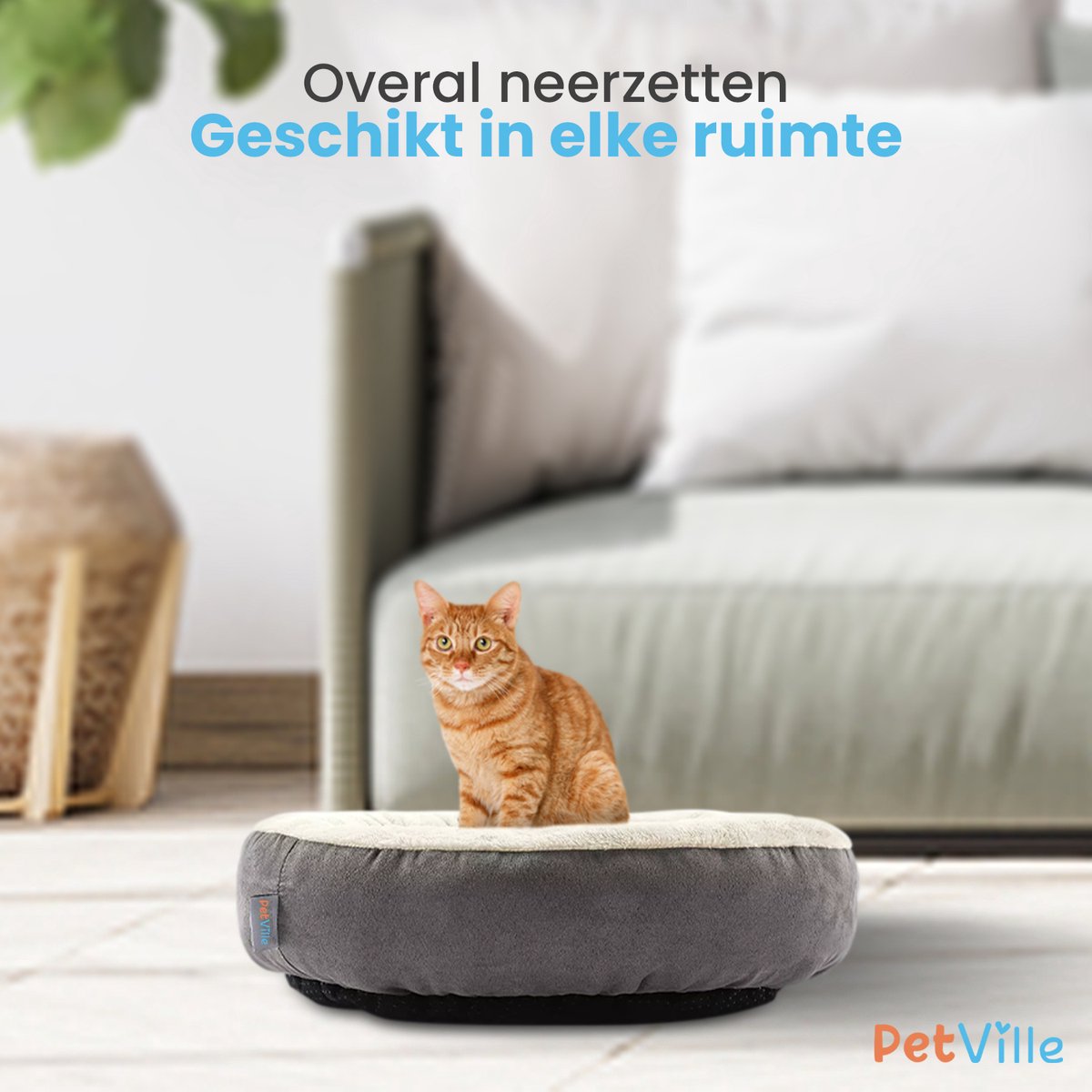  Petville Kattenmand - 50 Cm - Wasbaar - Donut - Waterbestendig - Grijs