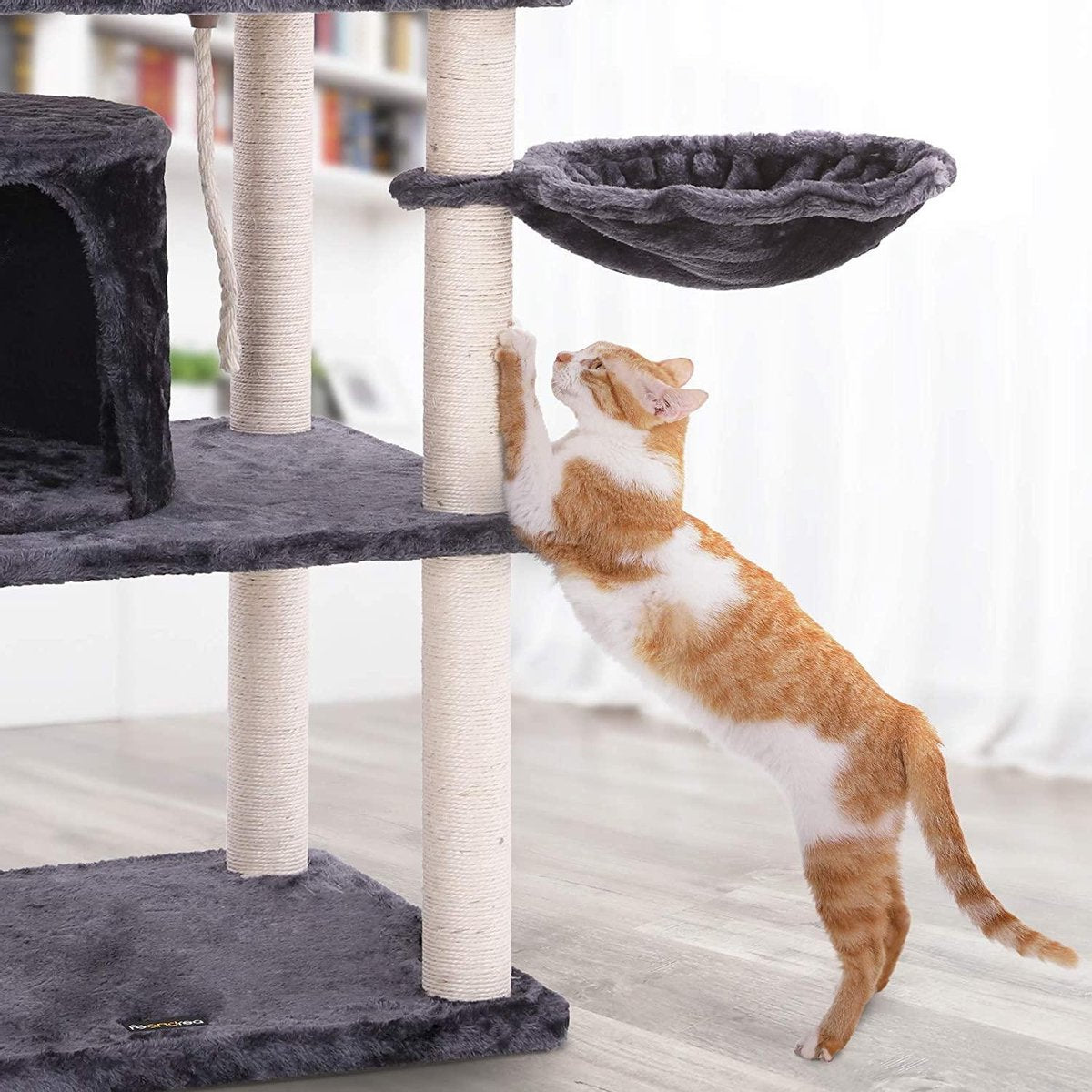  Hoppa! Kattenboom - Krabpaal - Grijs - Fluweel
