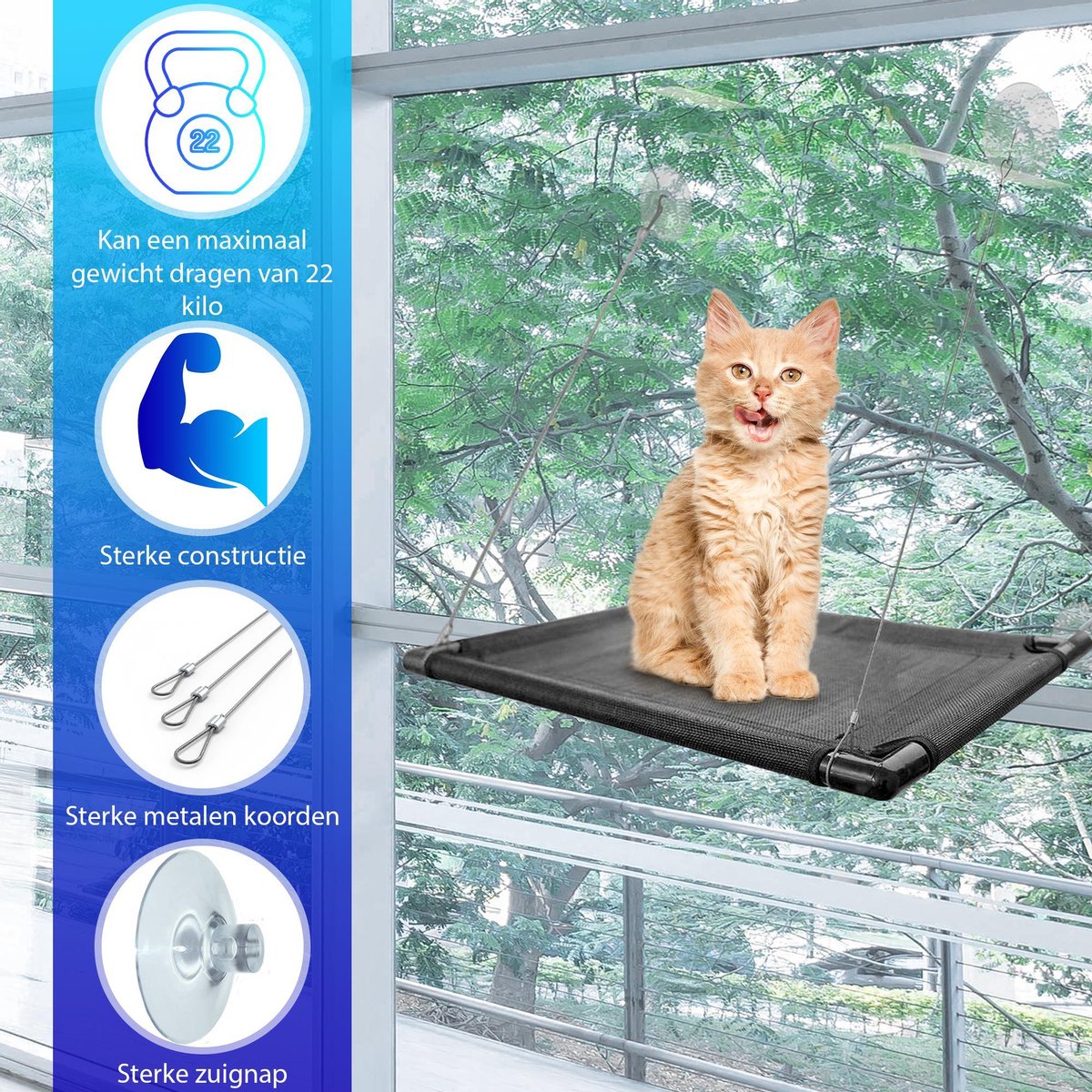  Kattenhangmat - Hangmat Kat- Kattenhangmat Raam – Kattenbed - Kattenhangmand - Kattenkussen