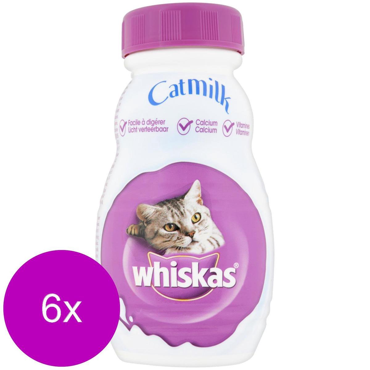  Whiskas Catmilk Melk - Kattensnack - 6 X 200 Ml