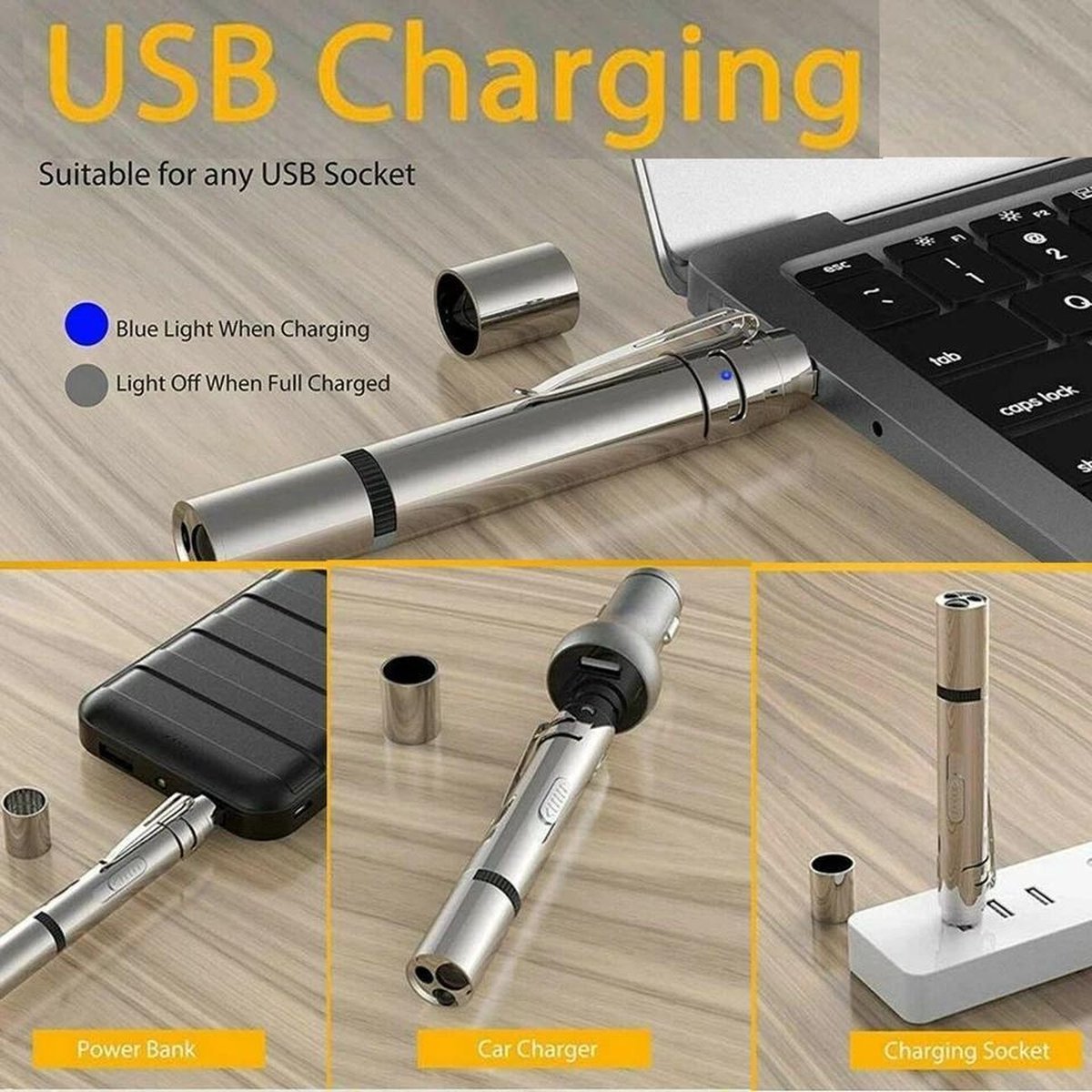  Laserpen - Oplaadbaar Met USB - Rode Laser - RVS Zilver - UV - Zaklamp - LED - Kat - Katten Speeltjes - Kattenspeelgoed - 7 Verschillende Standen