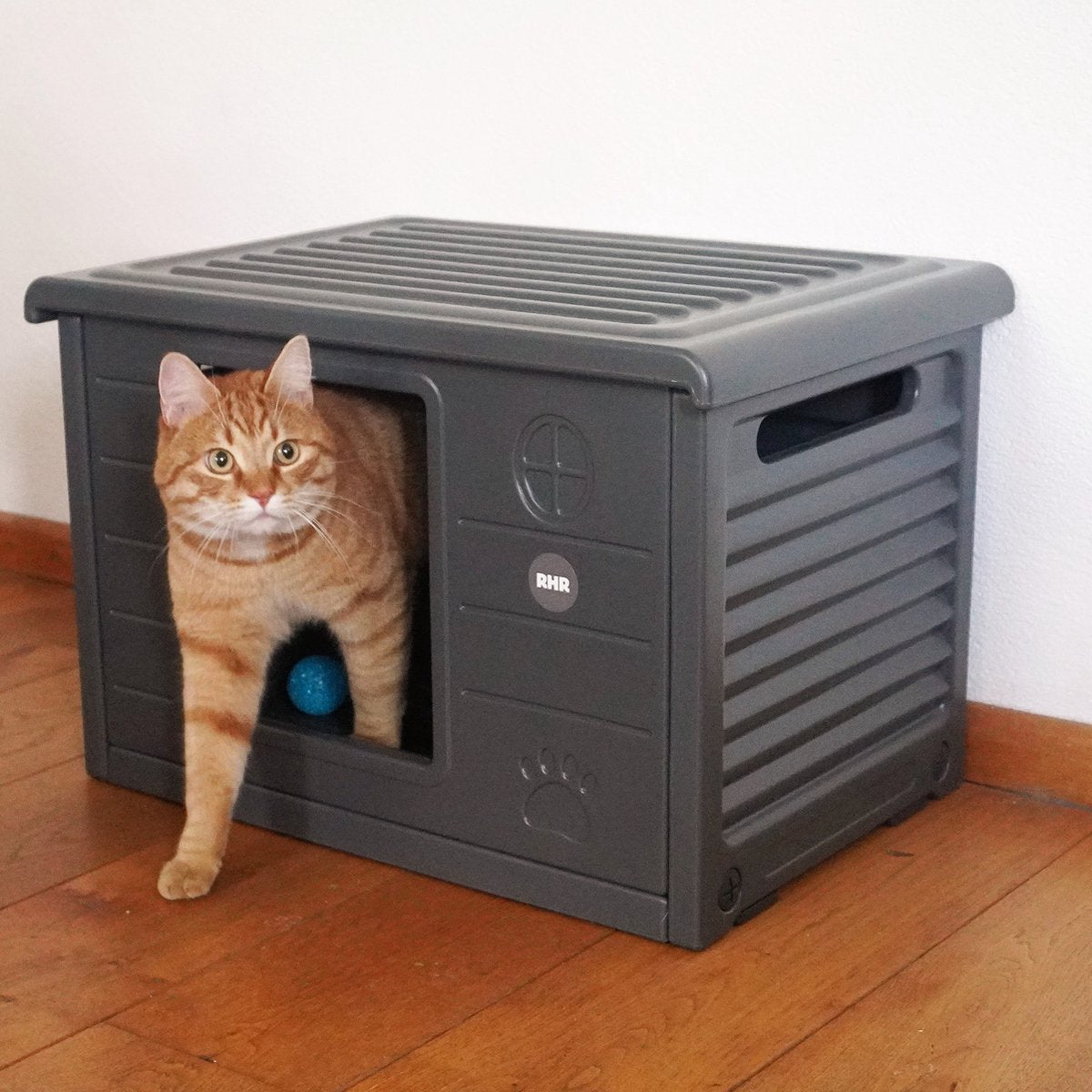  RHRQuality Kattenhuis Voor Binnen En Buiten Kattenhok Villa De Luxe Grijs
