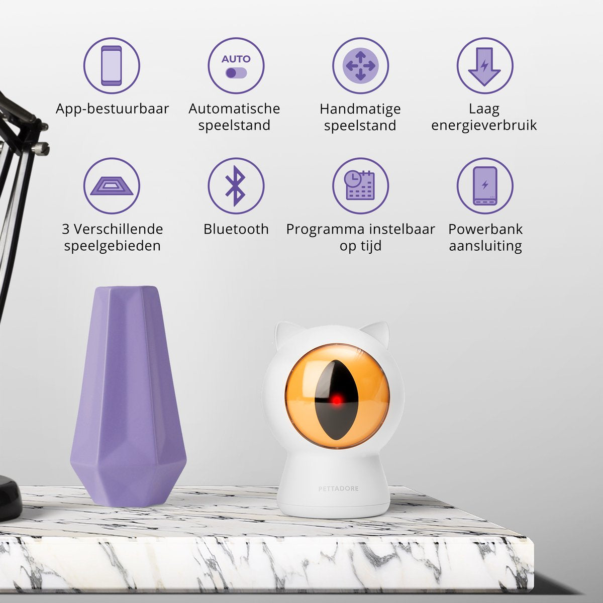  Pettadore - Laser Kattenspeeltjes - Smart Met Autoplay En Handmatig Via App