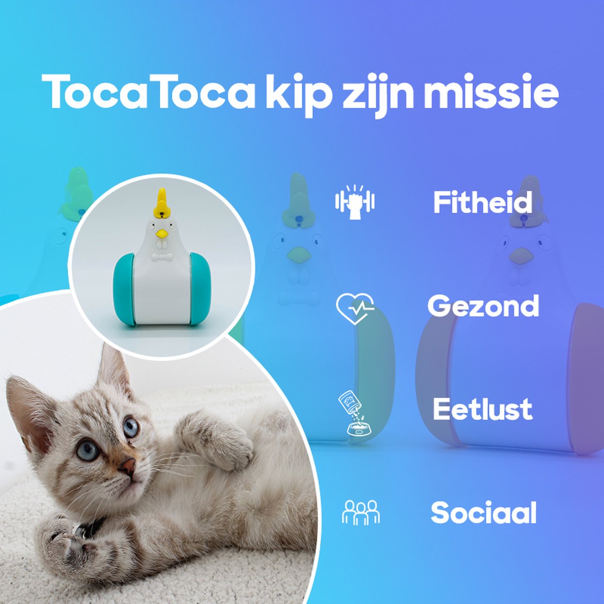  TocaToca Kip- Interactieve Zelf Bewegende Speeltje- Kattenspeeltjes- Intelligentie- Kattenspeelgoed- Kip Voor Katten- Laser- USB- Speelgoed- Geluid- Oranje