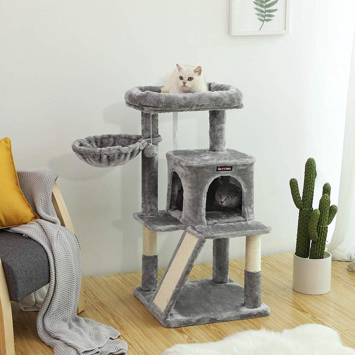  Luxe Krabpaal - Kattenboom Met Krabbord - Lichtgrijs