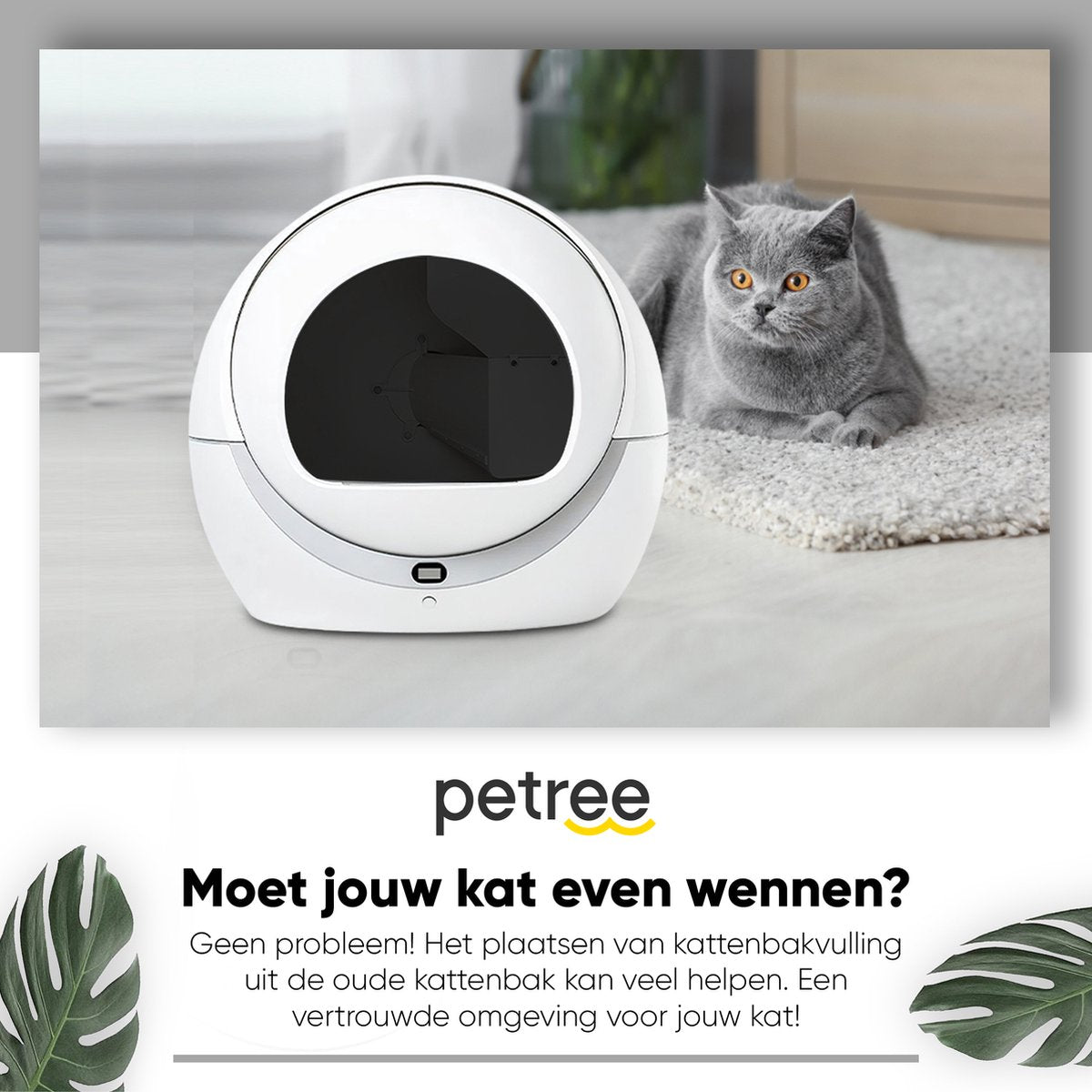  Petree Dome- Zelfreinigende Kattenbak - Automatisch - Katten - Anti-geur - 60 X 35 X 60 Cm