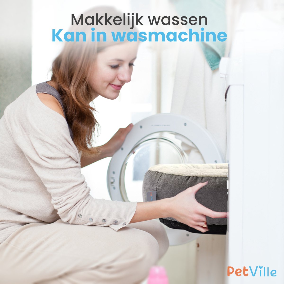  Petville Kattenmand - 50 Cm - Wasbaar - Donut - Waterbestendig - Grijs