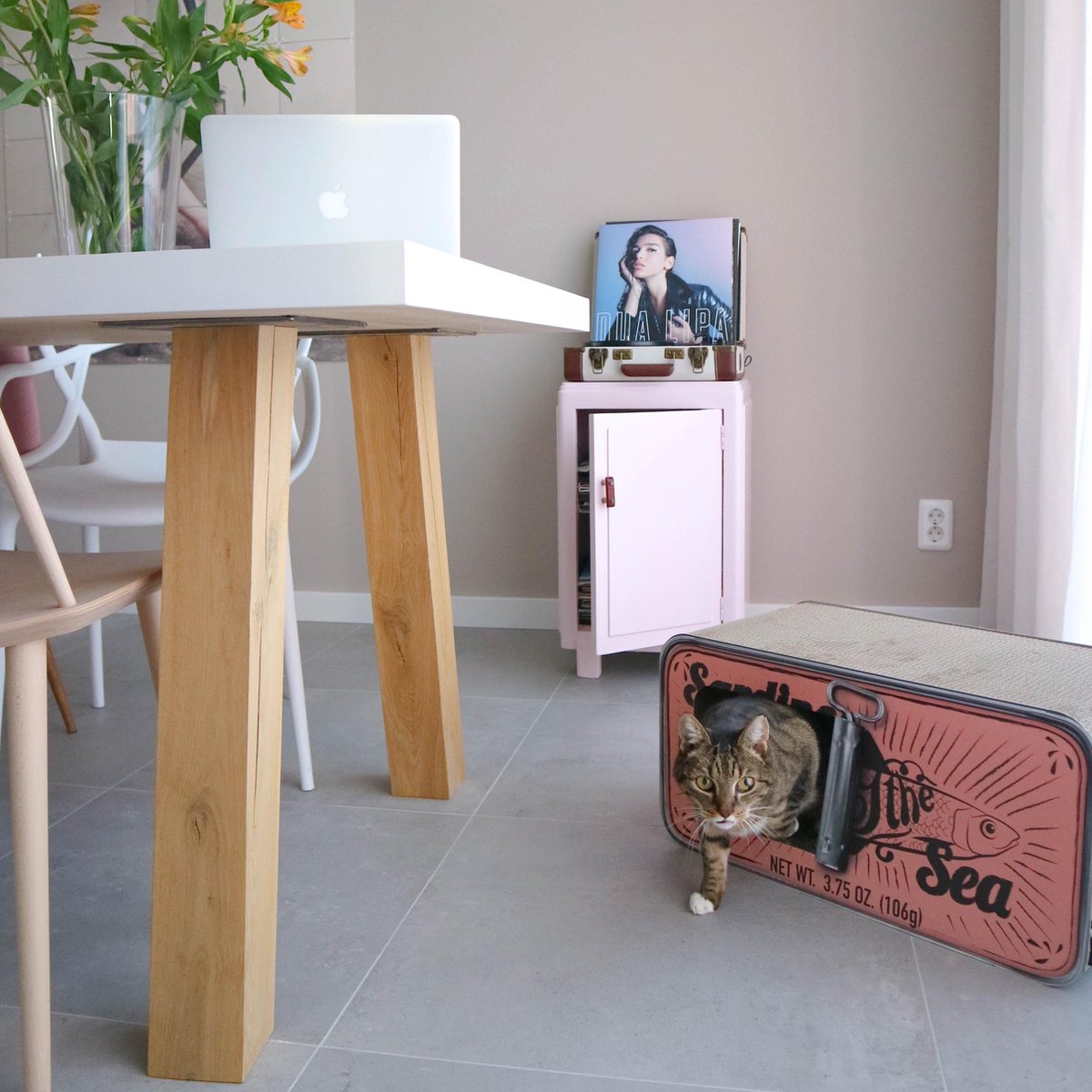 District 70 SARDINE - Design Katten Krabmeubel Van Gerecycled Karton - Zwart, Wit Of Perzik - Afmeting 60x30x30 Cm - Perzik