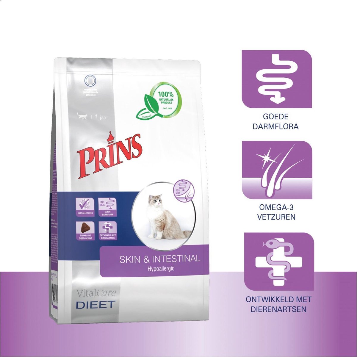  Prins VitalCare Dieetvoeding Skin &amp; Intestinal Hypoallergenic 5 Kg - Kat