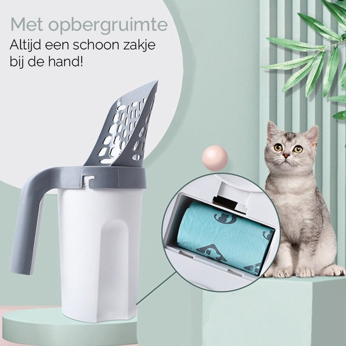  Fliksy Kattenbak Schep - Kattenbak Schepje Met Bakje - Kattenzakje - Katten - Haarverwijderaar - Kattenspeeltje