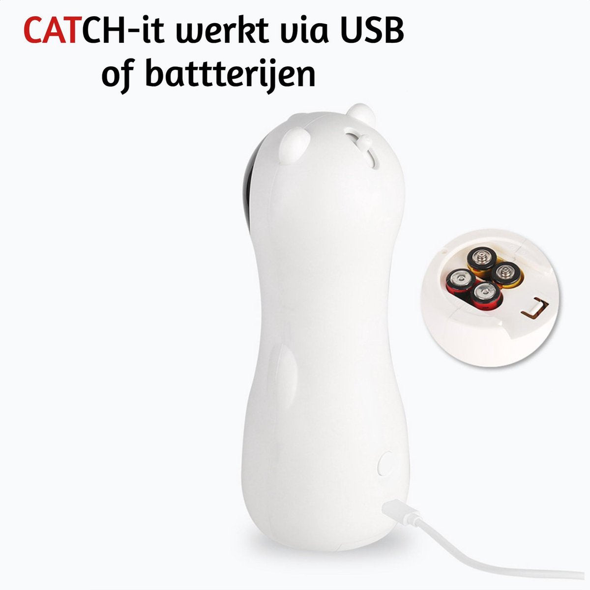 Merkloos Automatisch Kattenspeeltje Laser Intelligent Interactief Voor Katten – Laser Kat – 3 Verschillende Standen – Incl. Oplaadkabel – Geruisloze Motor
