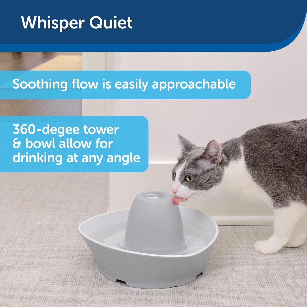 PetSafe® Streamside Ceramic Pet Fountain - Keramische Drinkfontein Voor Katten En Kleine Honden - Water Borrelt Zacht Over De Toren - Door Het Design Van Alle Kanten Bereikbaar - 1,8 Liter - PetSafe Streamside