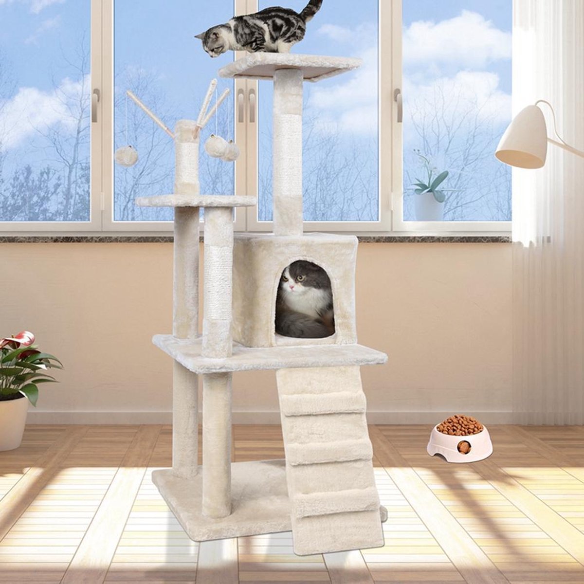 Merkloos MC Star Krabpaal Voor Grote Katten Cat Tree - 55 X 50 X 121 Cm - Beige