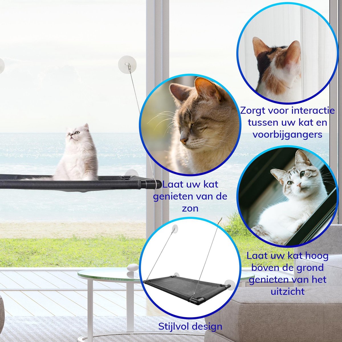  Kattenhangmat - Hangmat Kat- Kattenhangmat Raam – Kattenbed - Kattenhangmand - Kattenkussen
