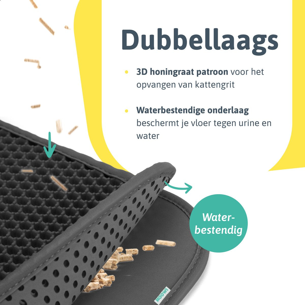  Kattenbakmat - 40 X 50 Cm - Grijs - Uitloopmat Kat - Kattenbakvulling - Opvang Ruimte - Grit Opvanger - Waterdicht - Eco-friendly