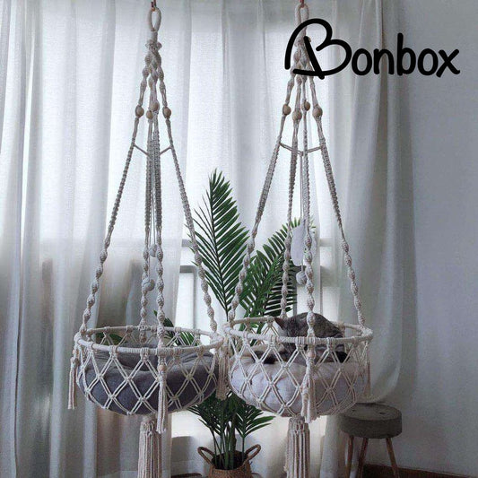  Bonbox Shop - Macrame Hangmat Voor Katten En Kittens - Kattenhammock - Hangmand