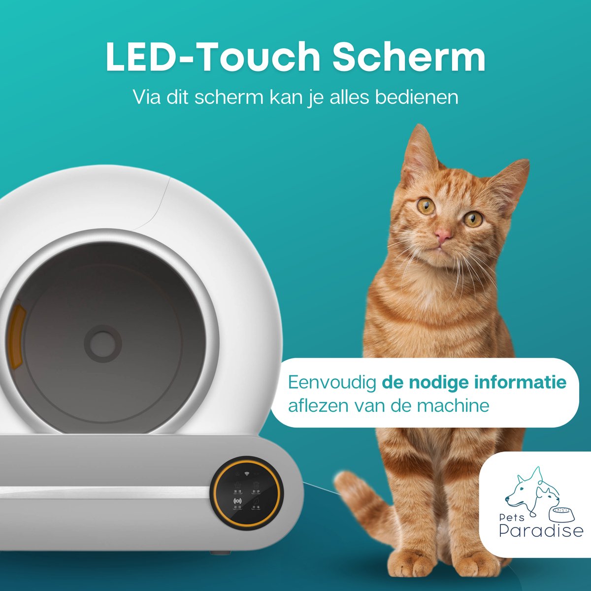  Pets Paradise - Zelfreinigende Kattenbak - Automatische - Elektrische - Scoopfree - Robot Kattenbak - 35dB