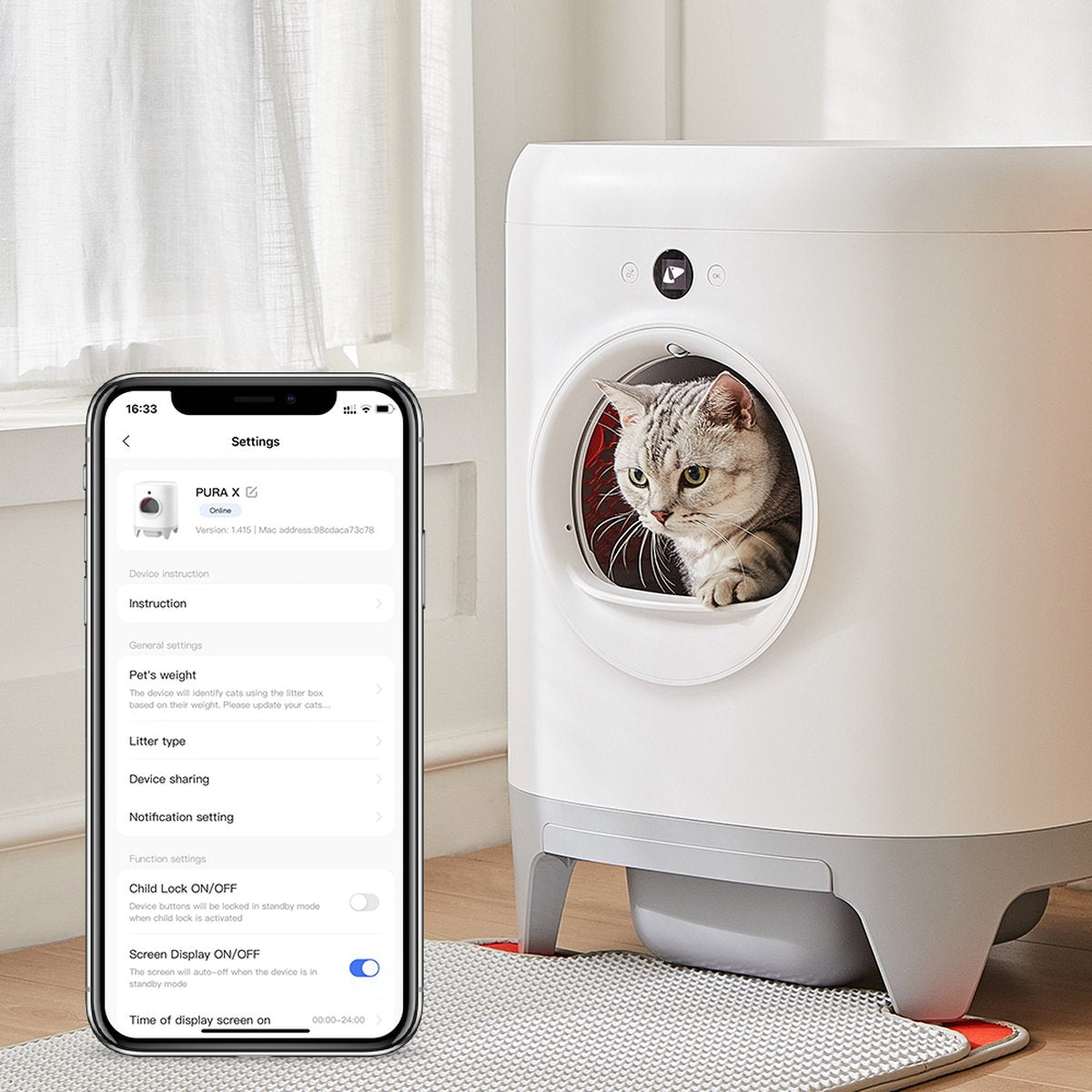  PETKIT Pura X Self-Cleaning Cat Litter Box, No Scooping Automatic Cat Litter Box Fr Multiple Cats, XSecure/Odor Removal/APP Control Automatic Cat Littler Box With Mat