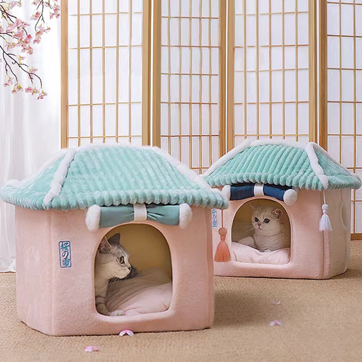 Merkloos Petsential Sakura Japanse Mand - Voor Katten (kattenmand) En Kleine Huisdieren (huisdierenmand)