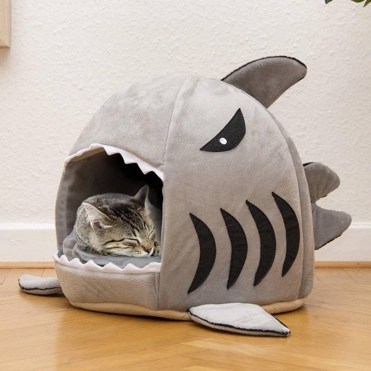  MikaMax Haai Hondenmand - Kattenmand - Dierenmand - Huisdierkussen - Mand Of Bed - Origineel - Extra Zacht Materiaal - 42 X 42 X 36 Cm