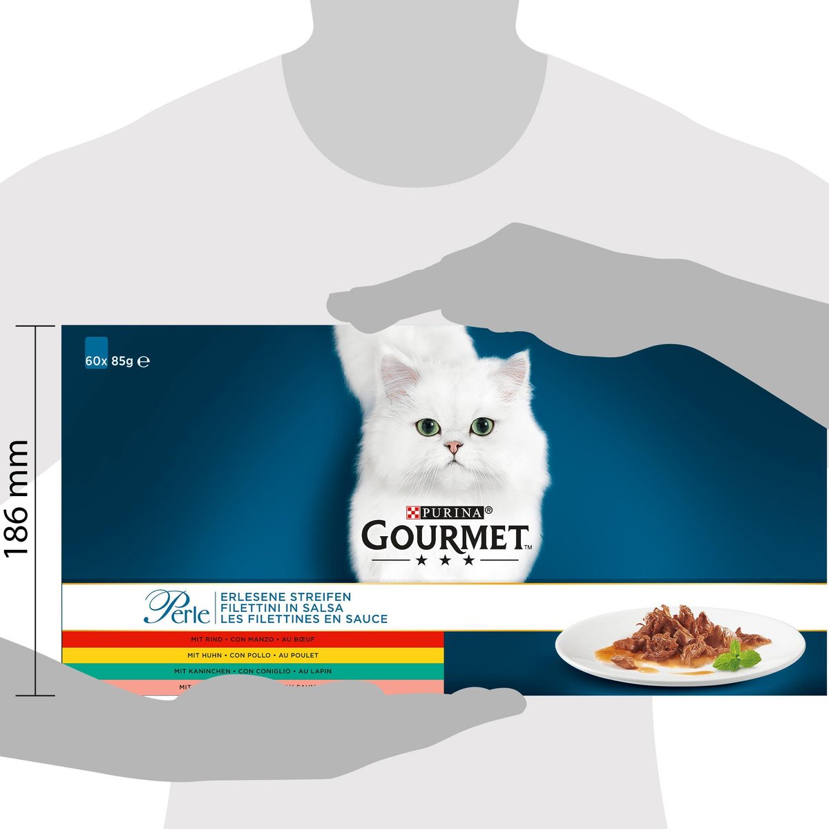  Gourmet Perle Mini Filets In Saus - Kattenvoer Natvoer - Kip, Konijn, Rund &amp; Zalm - 60 X 85 Gr