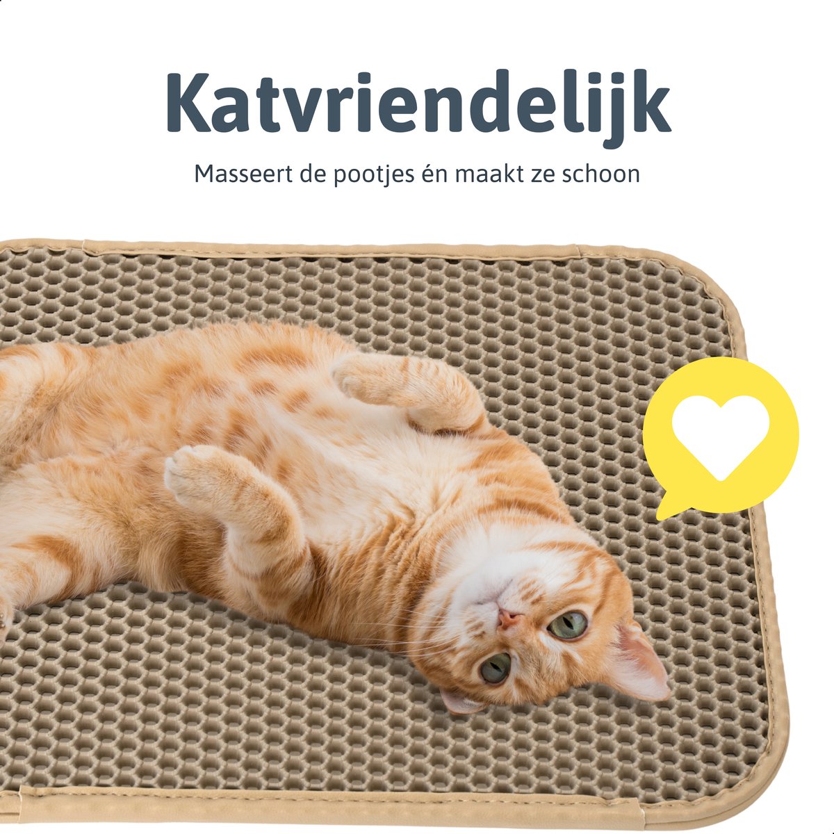  Kattenbakmat - 40 X 50 Cm - Creamy White - Uitloopmat Kat - Kattenbakvulling - Opvang Ruimte - Grit Opvanger - Waterdicht - Beige - Eco-friendly - Incl. Speeltje