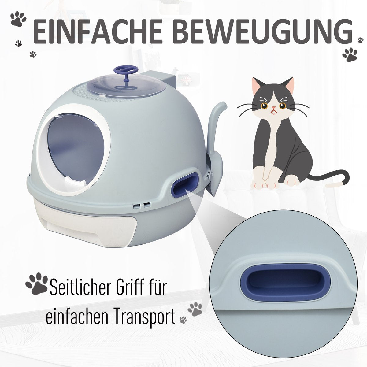  PawHut Kattentoilet Kattenbak Dakraam Bodembak Schep Draagbaar PP ABS D31-012