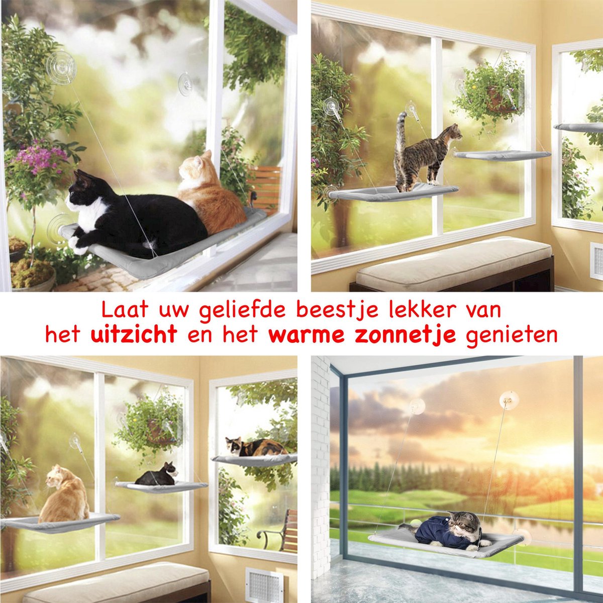 Merkloos Kattenhangmat - Kattenbed - Hangmat Kat Raam Ook Voor Radiator En Deur - Kattenmand Raam En Radiator - Katten Hangmat - Radiatorhangmat Kat Kattenstoel - Tijdelijk Met Extra Hangmat Hoes