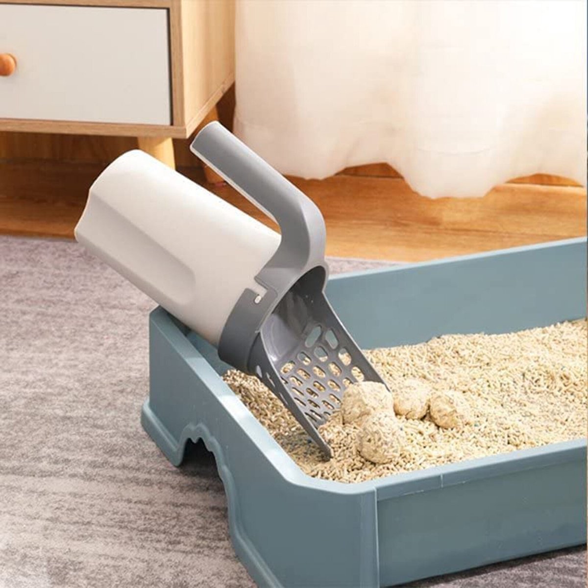  Fliksy Kattenbak Schep - Kattenbak Schepje Met Bakje - Kattenzakje - Katten - Haarverwijderaar - Kattenspeeltje