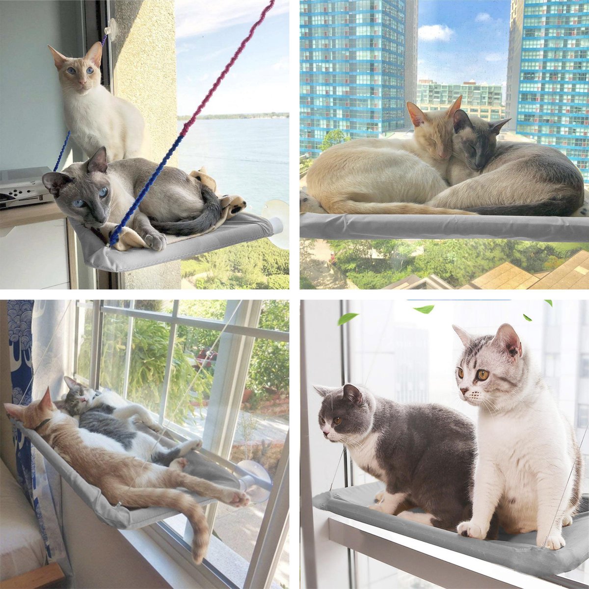 Merkloos Kattenhangmat - Kattenbed - Hangmat Kat Raam Ook Voor Radiator En Deur - Kattenmand Raam En Radiator - Katten Hangmat - Radiatorhangmat Kat Kattenstoel - Tijdelijk Met Extra Hangmat Hoes