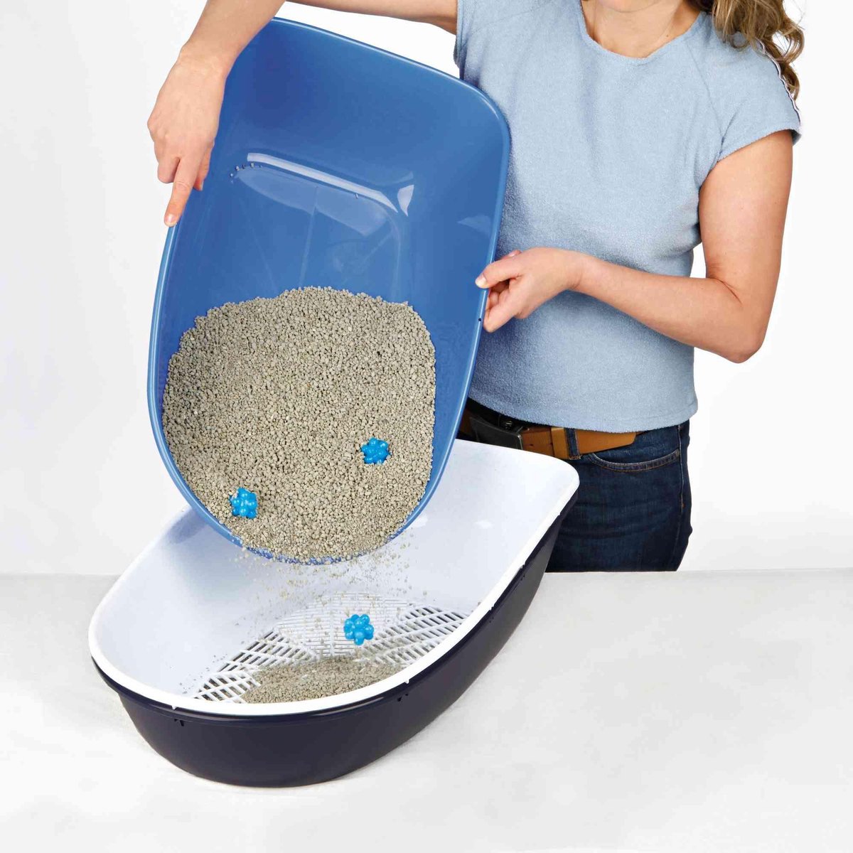  Trixie Berto Kattenbak Open Met Scheidingssyteem Donkergrijs/Blauw - 59X39X22 CM