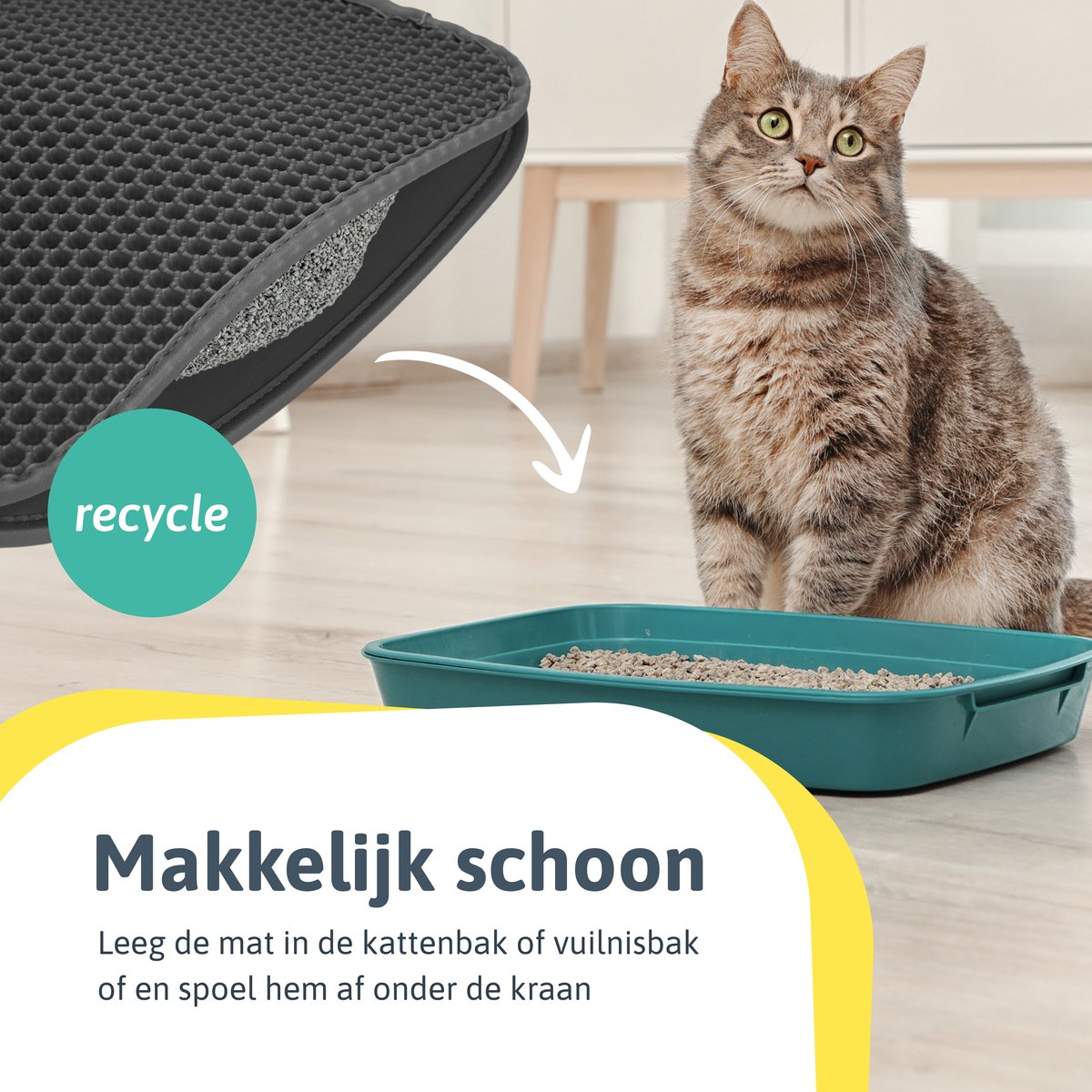  Kattenbakmat - 40 X 50 Cm - Grijs - Uitloopmat Kat - Kattenbakvulling - Opvang Ruimte - Grit Opvanger - Waterdicht - Eco-friendly
