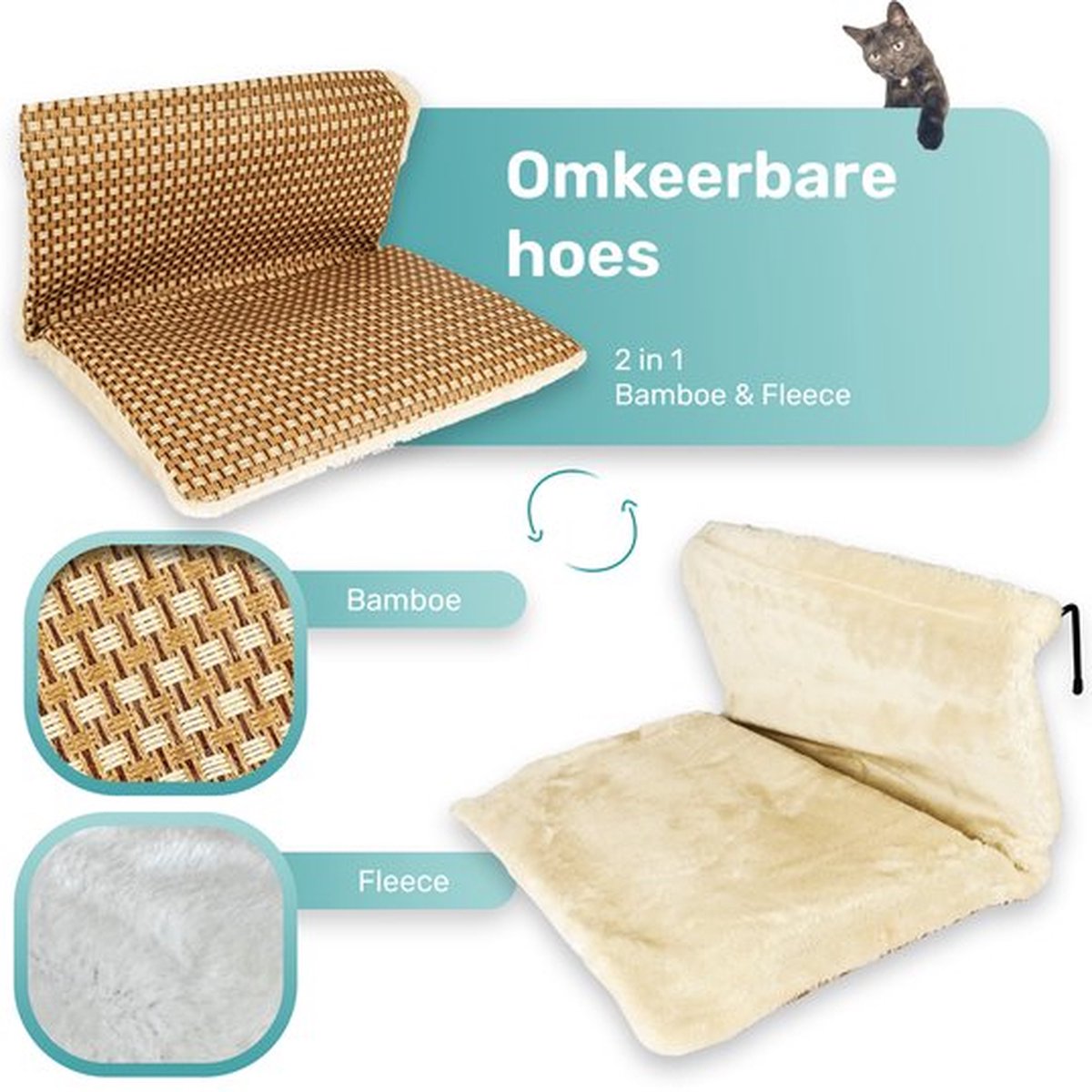  Kattenhangmat - Voor Aan Het Raam - Kattenmand - Raam - Hangmat Kat - Dieren - Kattenbed - Kattenmand - Slaapplek - Ligplaats