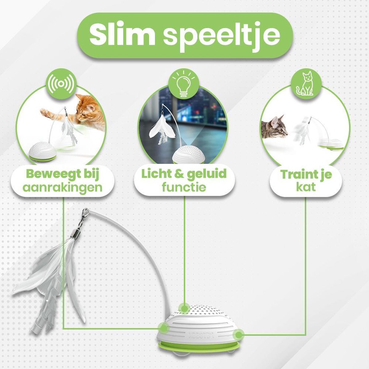  Petgeek Running Smart - Kattenspeeltjes Intelligentie - Kattenspeelgoed - Automatische Bewegingen - Kattenspeeltjes